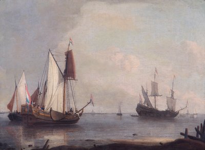 Niederländische Schiffe in einem Fluss von Abraham Storck