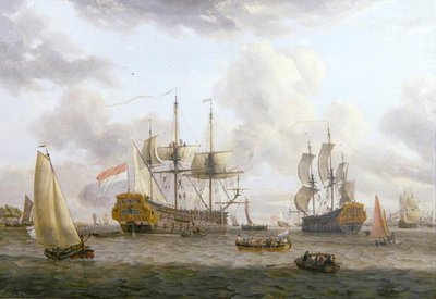 Niederländische Schifffahrtsszene in einem weiten Ästuar von Abraham Storck