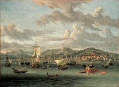 Niederländische Schiffe vor der Bucht von Smyrna mit einer Staatsbarke von Abraham Storck