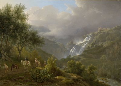 Die Kaskaden bei Tivoli bei aufziehendem Sturm von Abraham Teerlink
