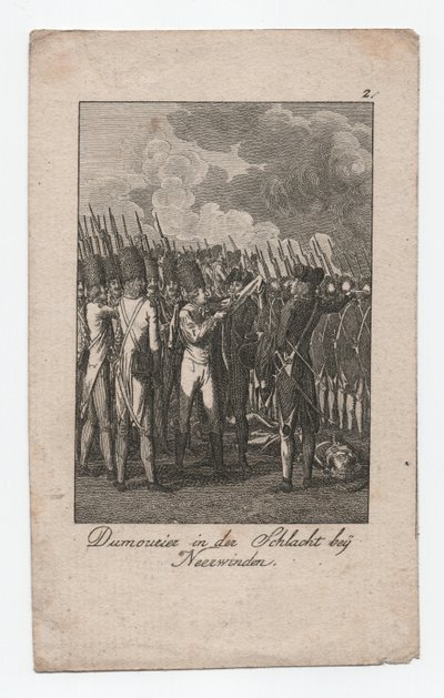 Dumouriez in der Schlacht von Neerwinden, ca. 1795 (Stich) von Abraham Wolfgang Küffner