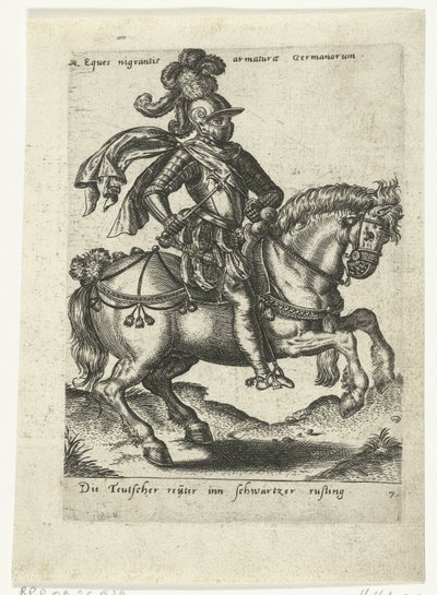 Deutscher Reiter in schwarzer Rüstung von Abraham de Bruyn (attributed to)
