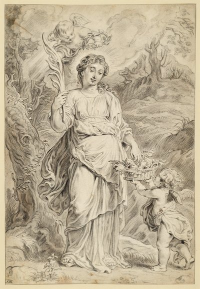 Die heilige Dorothea, einen Palmzweig in ihrer rechten Hand haltend von Abraham van Diepenbeeck
