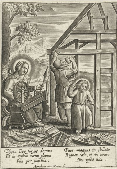 Christus hilft Josef beim Hausbau von Abraham van Merlen