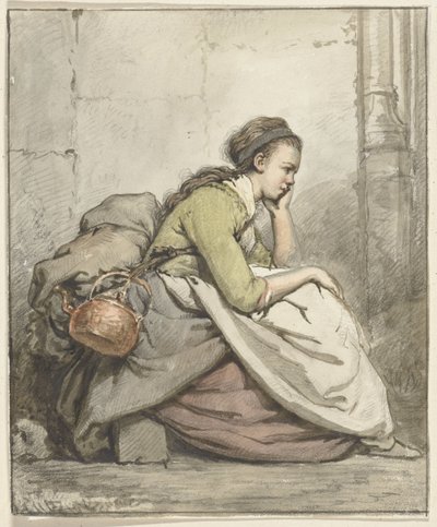 Sitzende Frau mit einem Kupferkessel von Abraham van Strij (I)