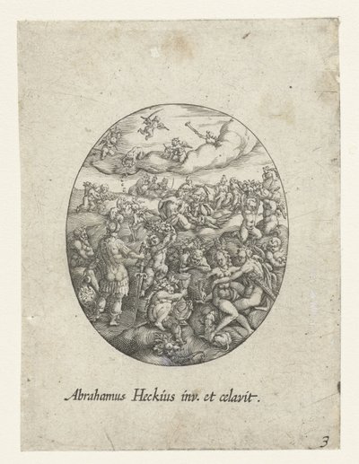 Oval mit den olympischen Göttern in den Wolken von Abraham van den Hecken