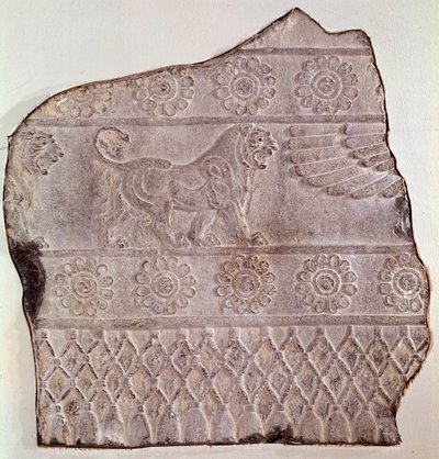 Fragment eines Flachreliefs, das einen gehenden Löwen darstellt. Aus Persepolis (Iran) Epoche Routenide, 460 v. Chr. Seattle, Kunstmuseum von Achaemenid