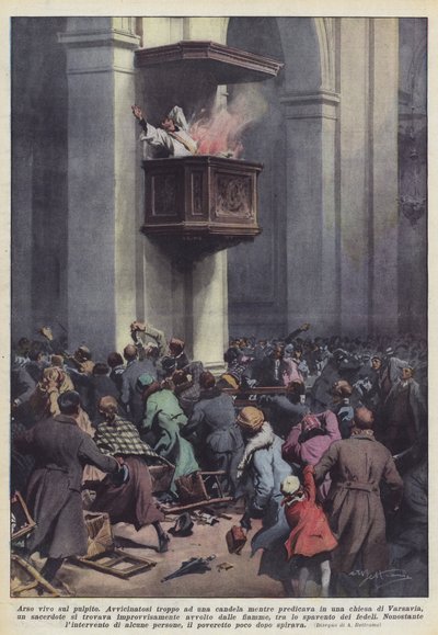 Lebendig verbrannt auf der Kanzel von Achille Beltrame