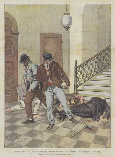 Kühner Überfall und Raub des Kassierers der Bergbaugesellschaft von Malfidano in Cagliari von Achille Beltrame