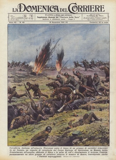 Italienische Kavallerie im Angriff von Achille Beltrame