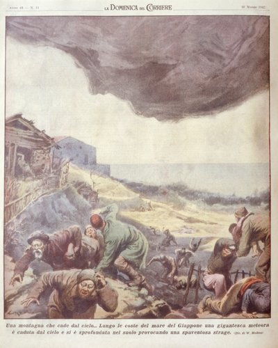Titelbild eines Meteoriten, der auf Japan fällt von Achille Beltrame