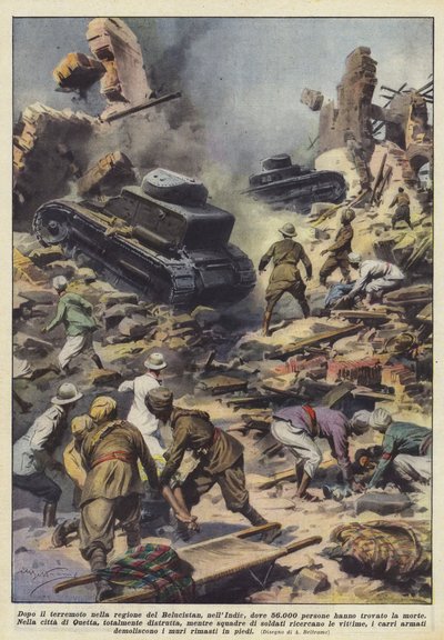 Nach dem Erdbeben in der Region Belutschistan in Indien, wo 56.000 Menschen starben von Achille Beltrame