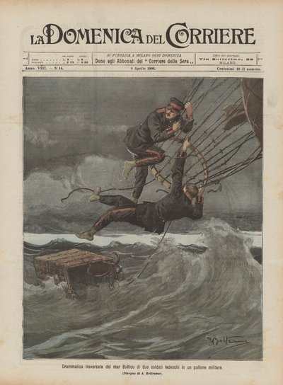 Dramatische Überquerung der Ostsee von zwei deutschen Soldaten in einem Militärballon von Achille Beltrame