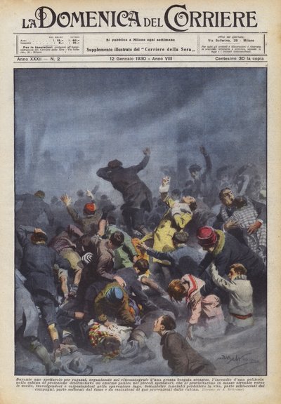 Während einer Kindervorstellung, die im Kino eines großen schottischen Dorfes organisiert wurde von Achille Beltrame
