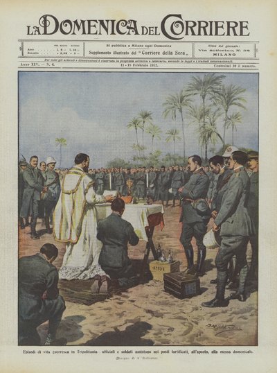 Kriegsszenen in Tripolitanien, Offiziere und Soldaten in den befestigten Posten von Achille Beltrame