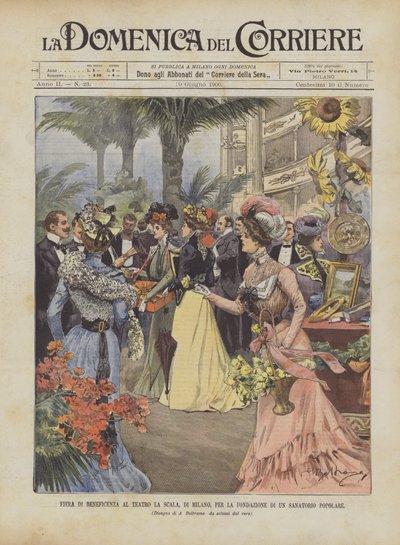 Wohltätigkeitsmesse im Teatro La Scala in Mailand zur Gründung eines Volkssanatoriums von Achille Beltrame