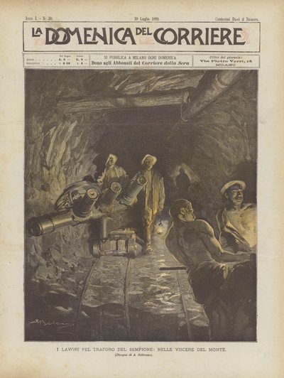 Die Arbeiten Am Simplontunnel, Im Inneren Des Berges von Achille Beltrame