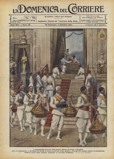 Die charakteristischen Beerdigungen der Königinmutter von Siam in Bangkok von Achille Beltrame