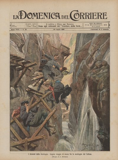 Die Dramen des Berges, tragische Hochzeitsreise in den Bergen des Wallis von Achille Beltrame