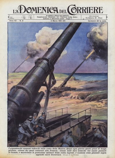 Die gigantischen deutschen Kanonen an der Küste des Ärmelkanals von Achille Beltrame