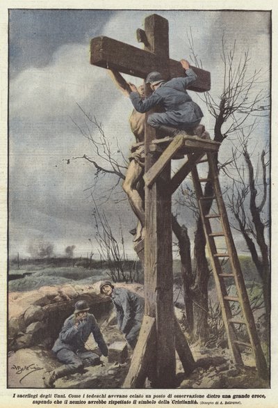 Die Sakrilegien der Hunnen von Achille Beltrame