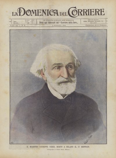 Der Meister Giuseppe Verdi, gestorben in Mailand am 27. Januar von Achille Beltrame