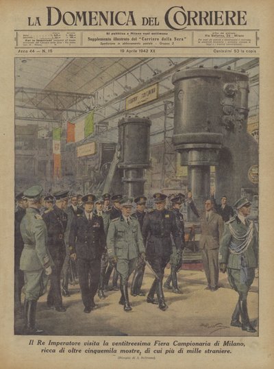 Der König und Kaiser besucht die dreiundzwanzigste Messe in Mailand, reich an über fünftausend... von Achille Beltrame