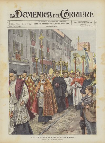 Der feierliche Transport der Gebeine der Heiligen Drei Könige in Mailand von Achille Beltrame