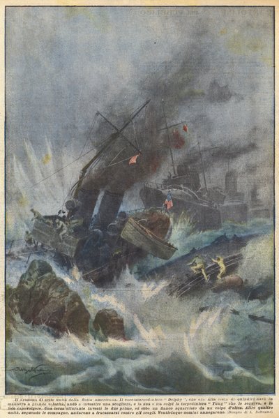 Das Drama von sieben Einheiten der amerikanischen Flotte von Achille Beltrame