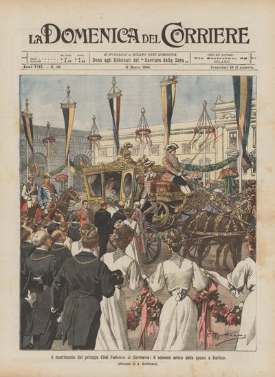 Die Hochzeit von Prinz Eitel Friedrich von Deutschland, die feierliche Ankunft der Braut in Berlin von Achille Beltrame