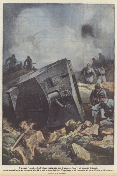 Der Erste Von Den Franzosen Erbeutete Hunnenpanzer von Achille Beltrame