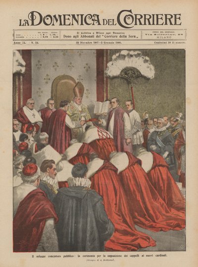 Das feierliche öffentliche Konsistorium, die Zeremonie zur Verleihung der Hüte an die neuen Kardinäle von Achille Beltrame