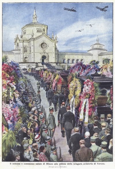 Der feierliche und bewegte Gruß von Mailand an die Opfer des Flugzeugunglücks von Verona von Achille Beltrame