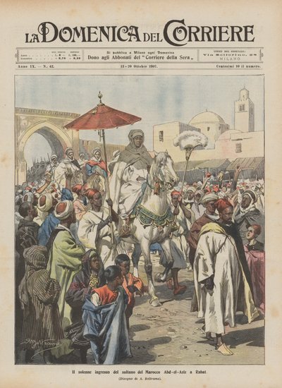 Der feierliche Einzug des Sultans von Marokko Abd-el-Aziz in Rabat von Achille Beltrame