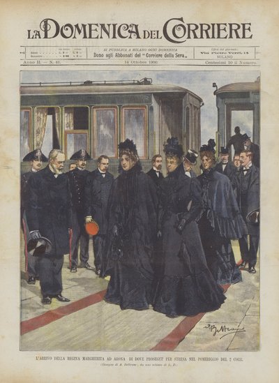 Die Ankunft der Königin Margherita in Arona, von wo sie am Nachmittag des 2. dieses Monats nach Stresa weiterreiste von Achille Beltrame