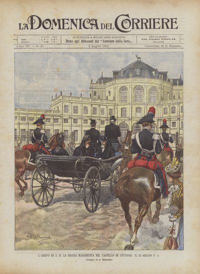 Die Ankunft von Königin Margherita im Schloss von Stupinigi am 25. Juni von Achille Beltrame