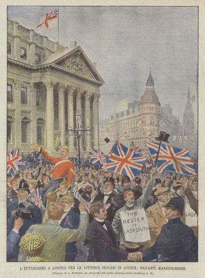 Die Begeisterung in London für die englischen Siege in Afrika, vor dem Mansion-House von Achille Beltrame