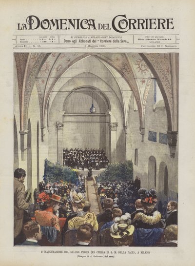 Die Einweihung des Salone Perosi (ehemalige Kirche S. M. della Pace) in Mailand von Achille Beltrame