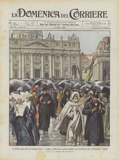 Der Abschluss der Feierlichkeiten zum päpstlichen Jubiläum, der Petersplatz nach der großen Zeremonie von Achille Beltrame