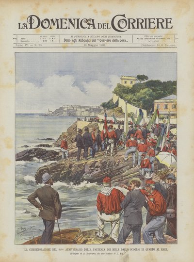 Die Gedenkfeier zum 42. Jahrestag der Abreise der Tausend vom Felsen von Quarto am Meer von Achille Beltrame