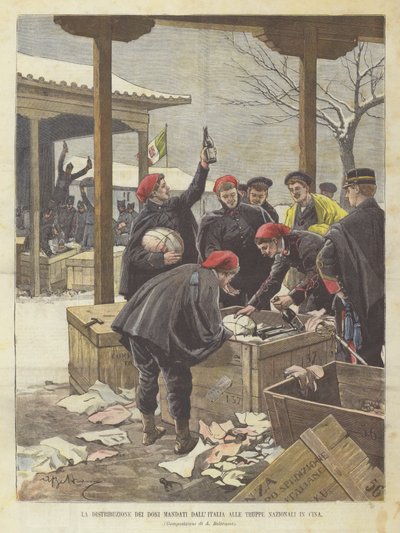 Die Verteilung der aus Italien gesandten Geschenke an die nationalen Truppen in China von Achille Beltrame