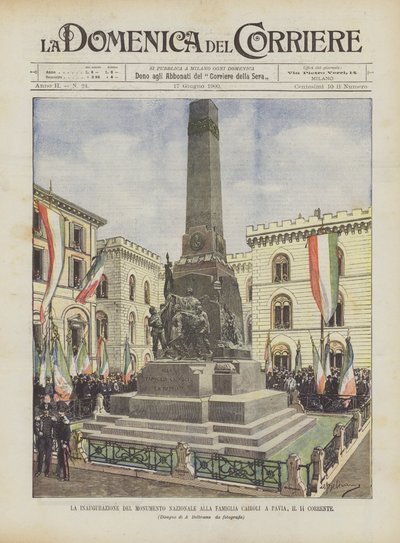 Die Einweihung des Nationaldenkmals für die Familie Cairoli in Pavia am 14. dieses Monats von Achille Beltrame