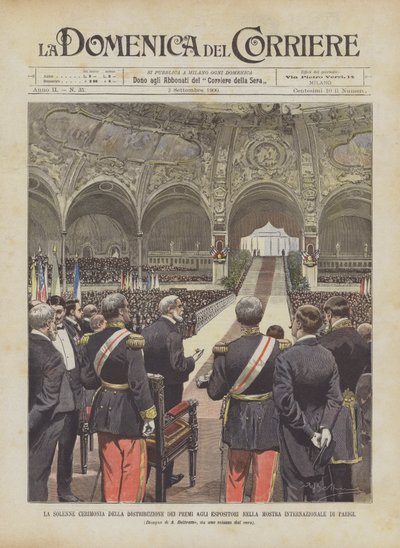 Die feierliche Preisverleihung an die Aussteller auf der internationalen Ausstellung in Paris von Achille Beltrame