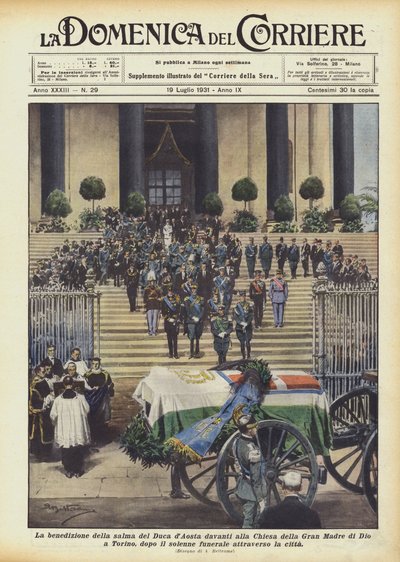 Die Segnung des Leichnams des Herzogs von Aosta vor der Kirche Gran Madre di Dio in Turin? von Achille Beltrame