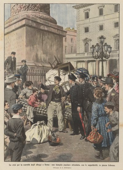 Die Krise wegen Wohnungsmangels in Rom, eine Familie in einem Zelt von Achille Beltrame