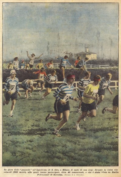 Das Gazellenrennen auf der Rennbahn von S. Siro in Mailand von Achille Beltrame