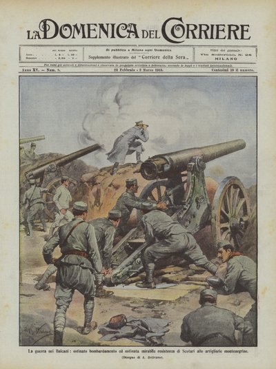 Der Krieg auf dem Balkan, hartnäckiges Bombardement und bewundernswerter Widerstand von Scutari von Achille Beltrame