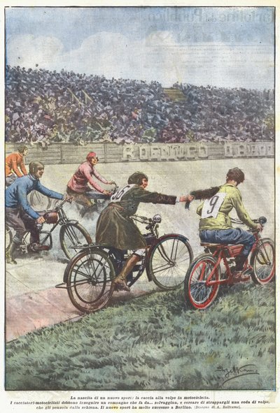 Die Geburt eines neuen Sports, die Fuchsjagd auf dem Motorrad von Achille Beltrame
