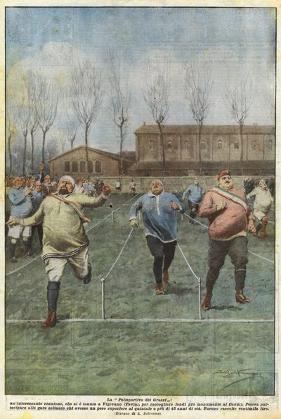 Die Sportvereinigung der Dicken, ein interessantes Treffen in Vigevano (Pavia) von Achille Beltrame