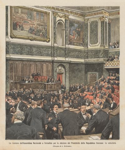 Die Versammlung der Nationalversammlung in Versailles zur Wahl des Präsidenten der Republik von Achille Beltrame